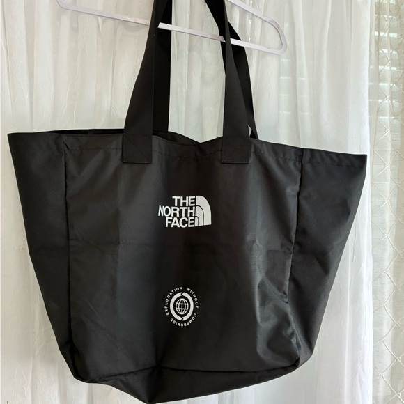 North Face Large Tote Bag Black‎ With White Lettering 16x15x8" - Picture 1 of 5